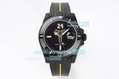 Swiss Replica Blaken Rolex Kobe Bryant Watch Black Rubber Strap